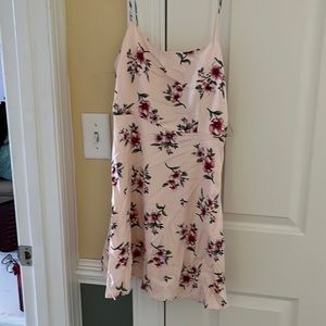 Pink floral print summer mini dress